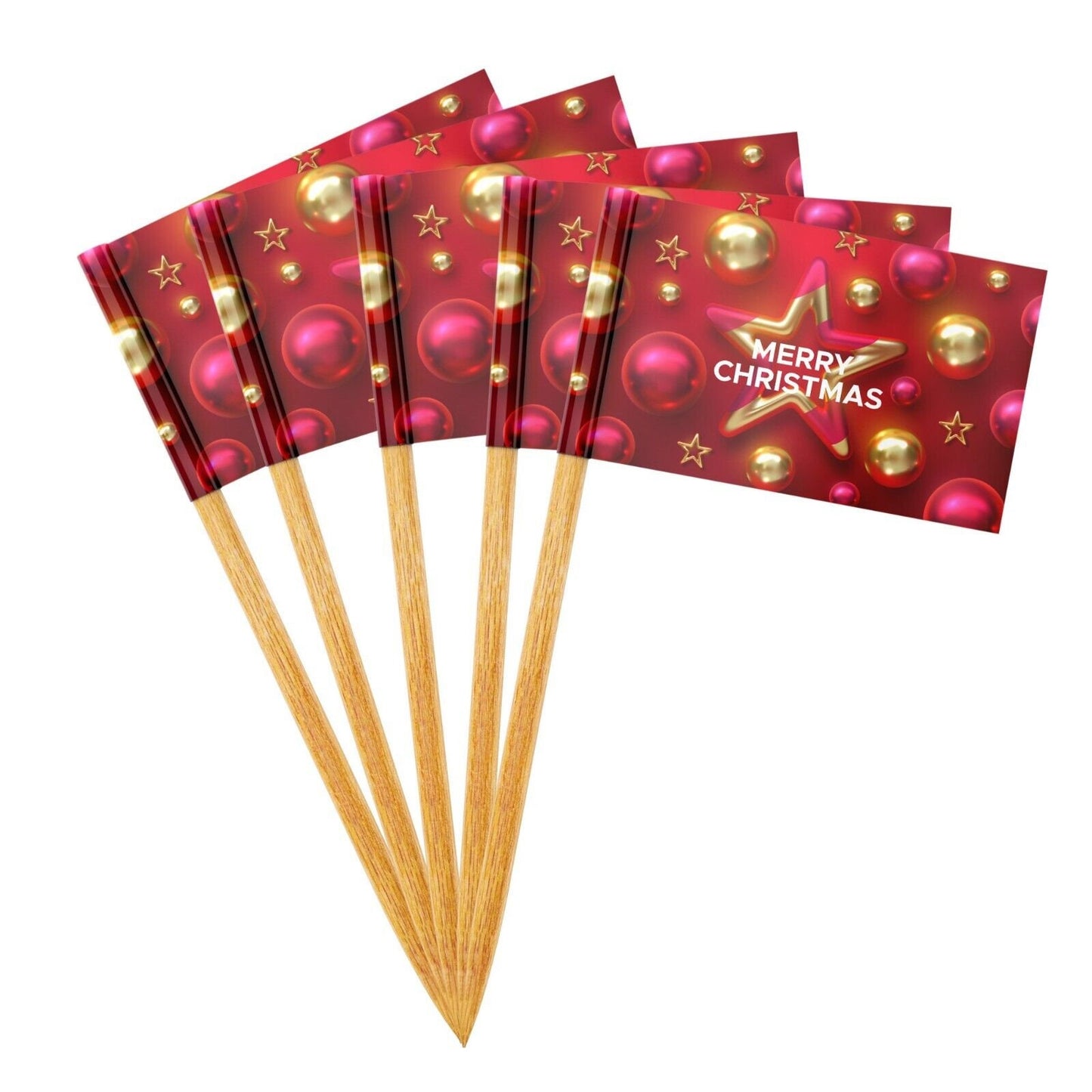 50 Christmas Cocktail Sticks Flags Cupcake Sandwich Flag Buffet Food Toppers