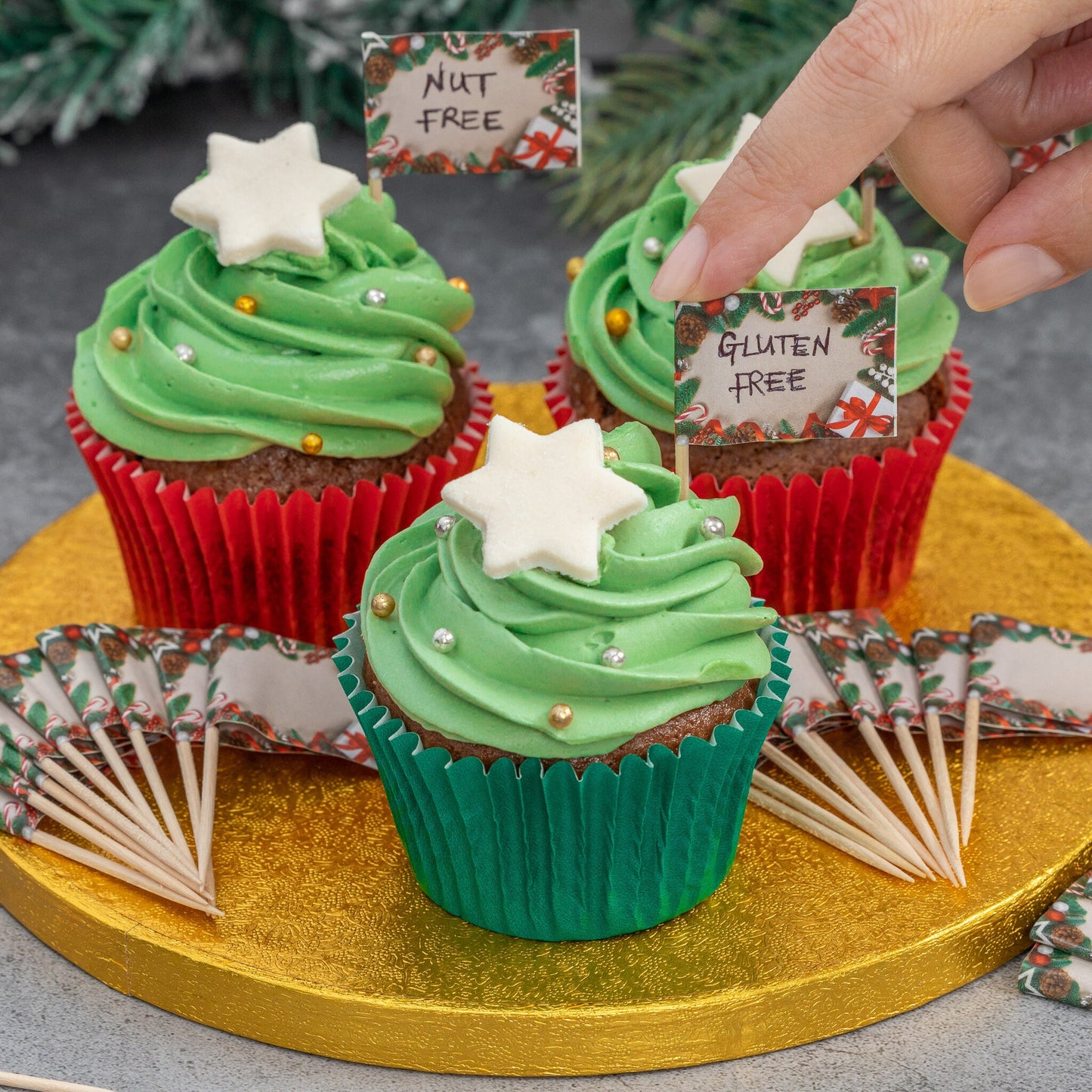 50 Christmas Cocktail Sticks Flags Cupcake Sandwich Flag Buffet Food Toppers