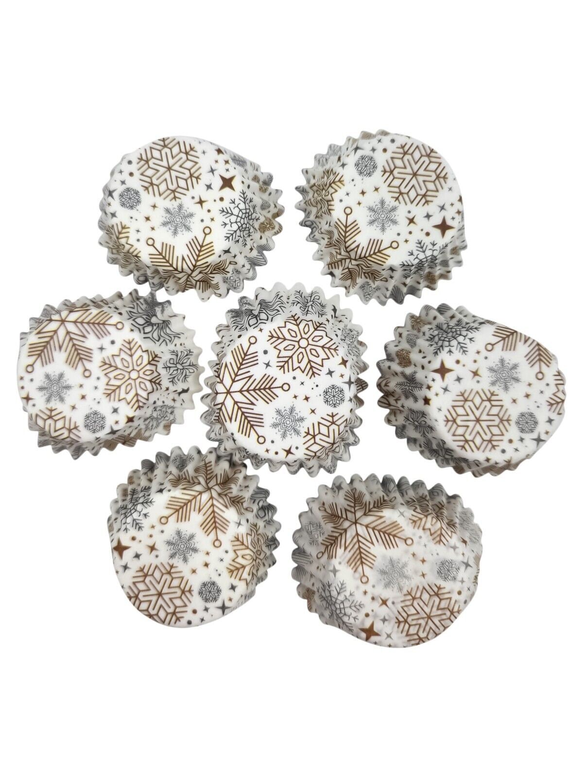 100 Mini Cupcake Cases Baking Muffin Cake Petits Fours Snowflake Pattern Keechi & co.