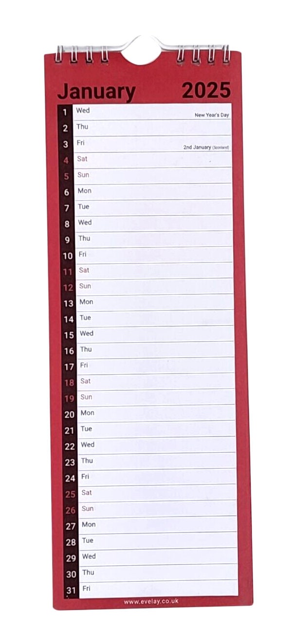 2025 Slim Month To View Spiral Bound Wall Office Planner Organiser Calendar Keechi & co.