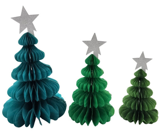 Christmas Tree Honeycomb Paper 3 Pack Party Hanging Reusable Decoration Festive Keechi & co.