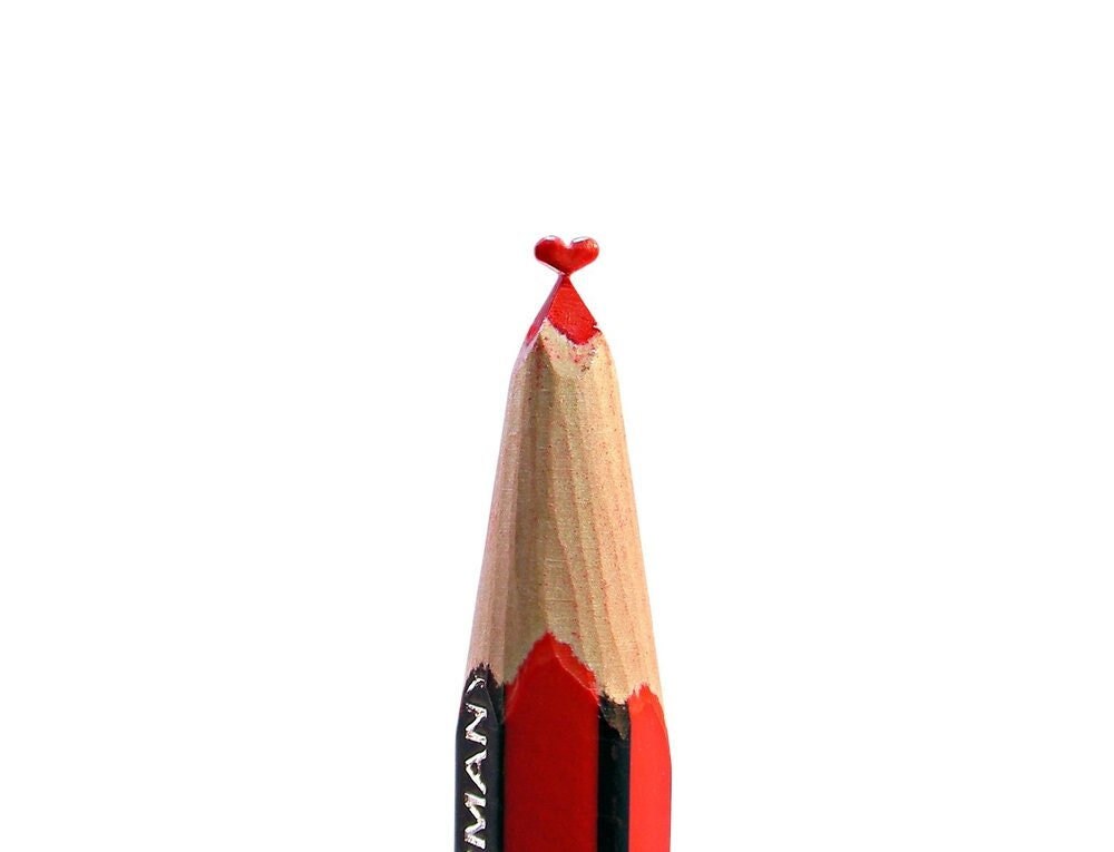 Valentine's Day Hand carved pencil heart gift idea for him or her limited eddition valentines gift idea Keechi & co.