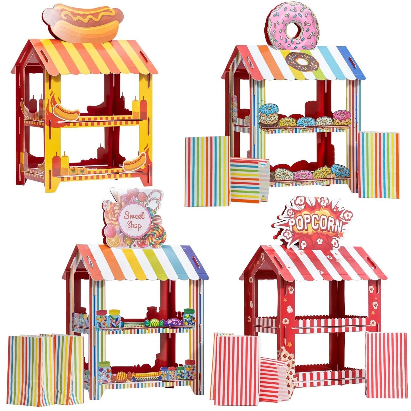 Sweet Shop Display Stand: Birthday Party Treat Carts (Set of 3)