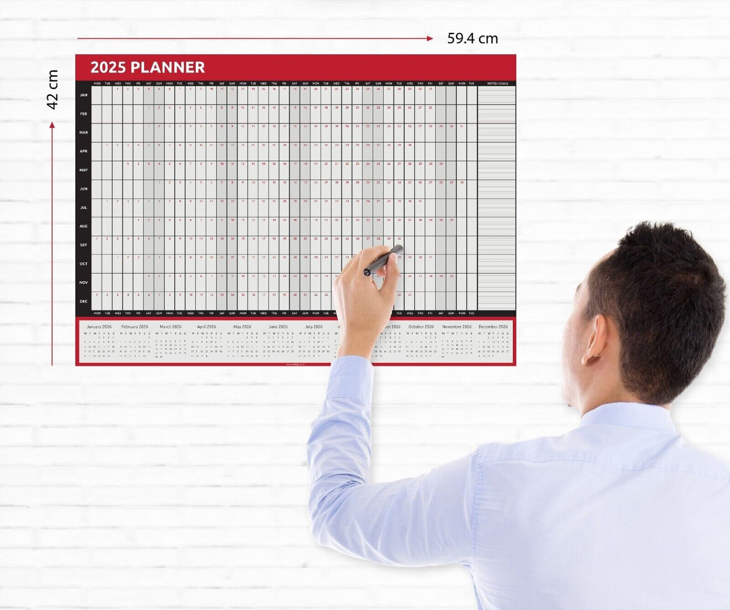 2025 A2 Size Year Wall Planner Calendar Home Office Work JAN DEC 59cm x 42cm Keechi & co.