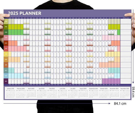 2025 A1 A2 A3 Full Year Wall Planner Calendar Home Office Work Colourful Keechi & co.