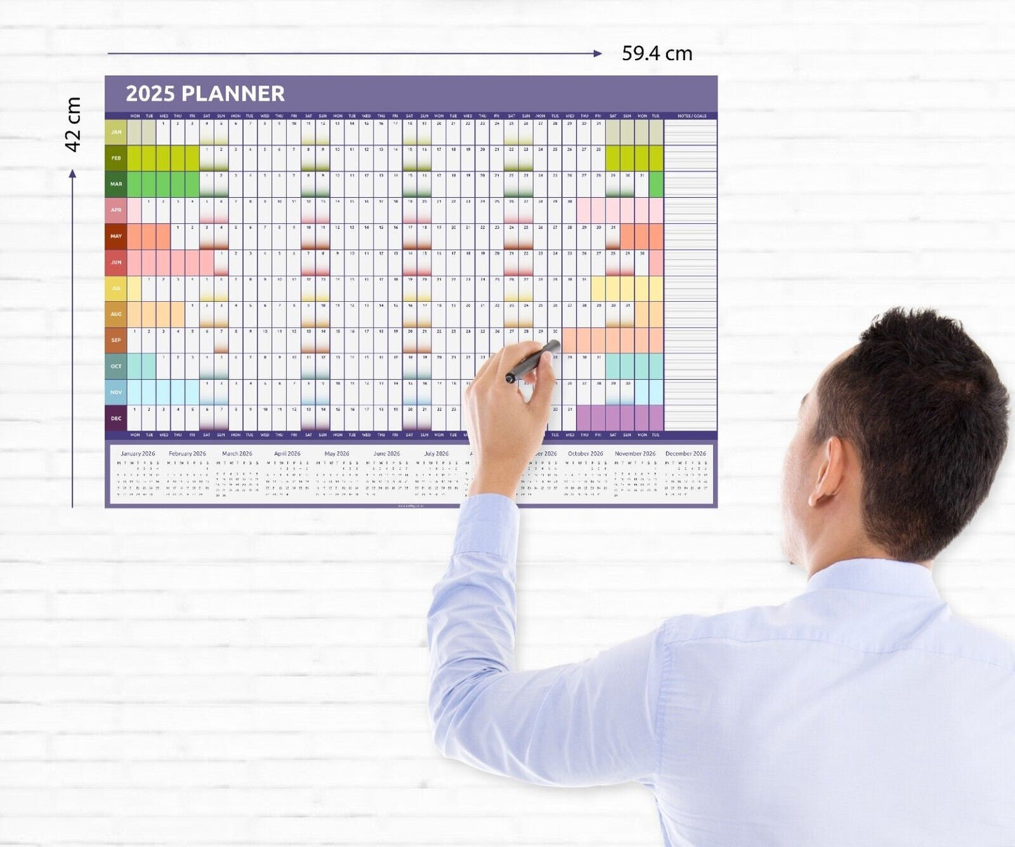 2025 A1 A2 A3 Full Year Wall Planner Calendar Home Office Work Colourful