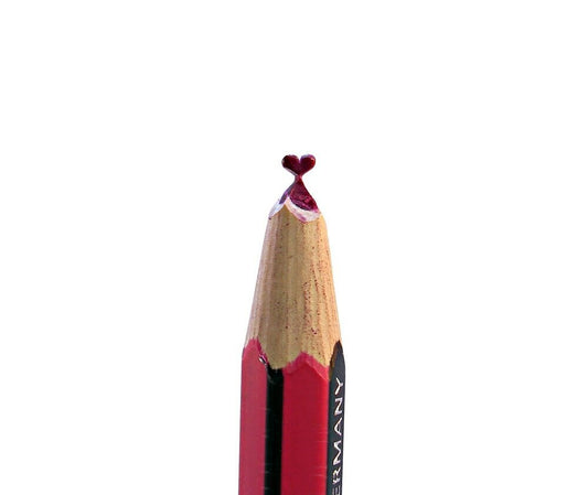 Gift Valentines gift idea Hand carved pencil Tiny heart under a microscope made in the UK also makes great gift idea limited edition Magenta Keechi & co.