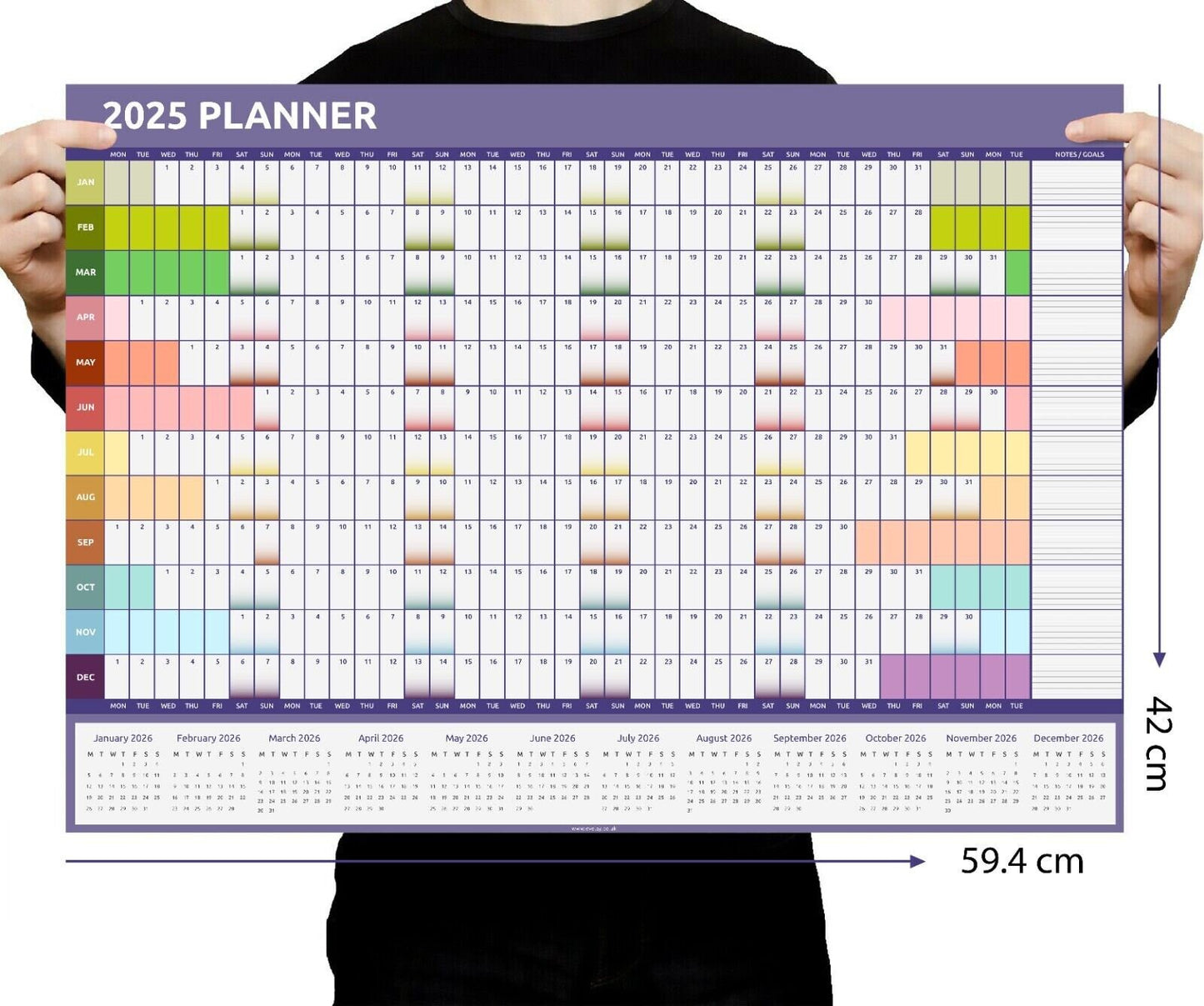 2025 A1 A2 A3 Full Year Wall Planner Calendar Home Office Work Colourful