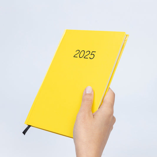 2025 Diary A5 Week to view Diary Office Full Year Planner Hardback Yellow Keechi & co.