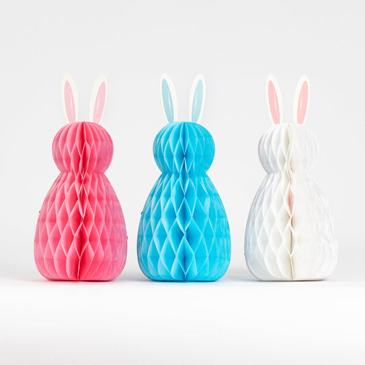 3 X 30cm Honeycomb Paper Bunnies Rabbit Easter Egg Hanging Decorations Party