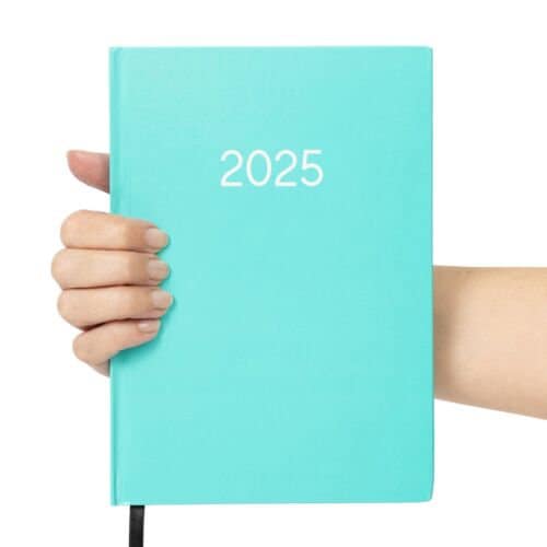 2025 Diary A5 Week to view Diary Office Full Year Planner Hardback Teal Keechi & co.