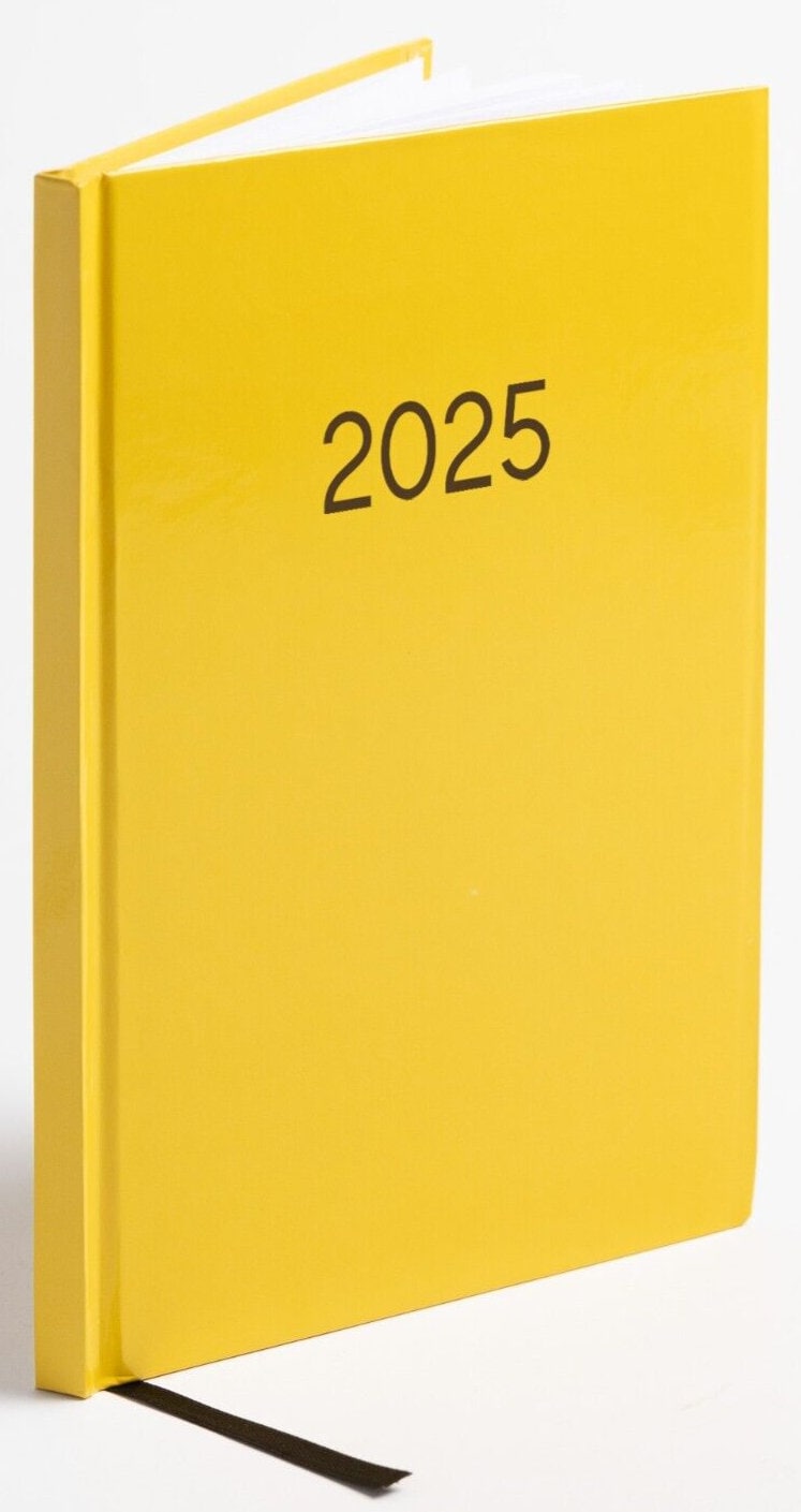 2025 Diary A5 Week to view Diary Office Full Year Planner Hardback Yellow Keechi & co.