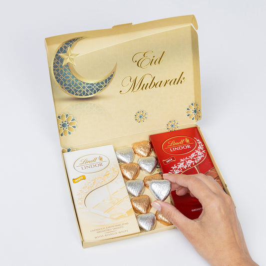 Lindt Lindor Milk White Chocolate Bars Hearts Hamper Gift Treat Happy ramadan Eid Mubarak
