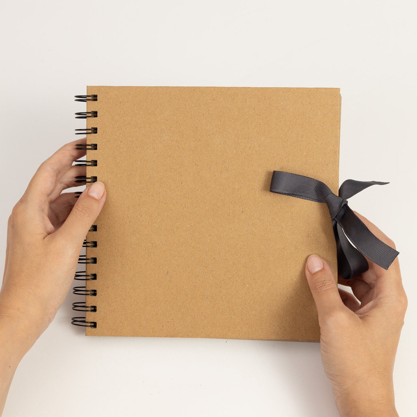 Square Scrapbook: Kraft Designs, Spiral Bound with Ribbon