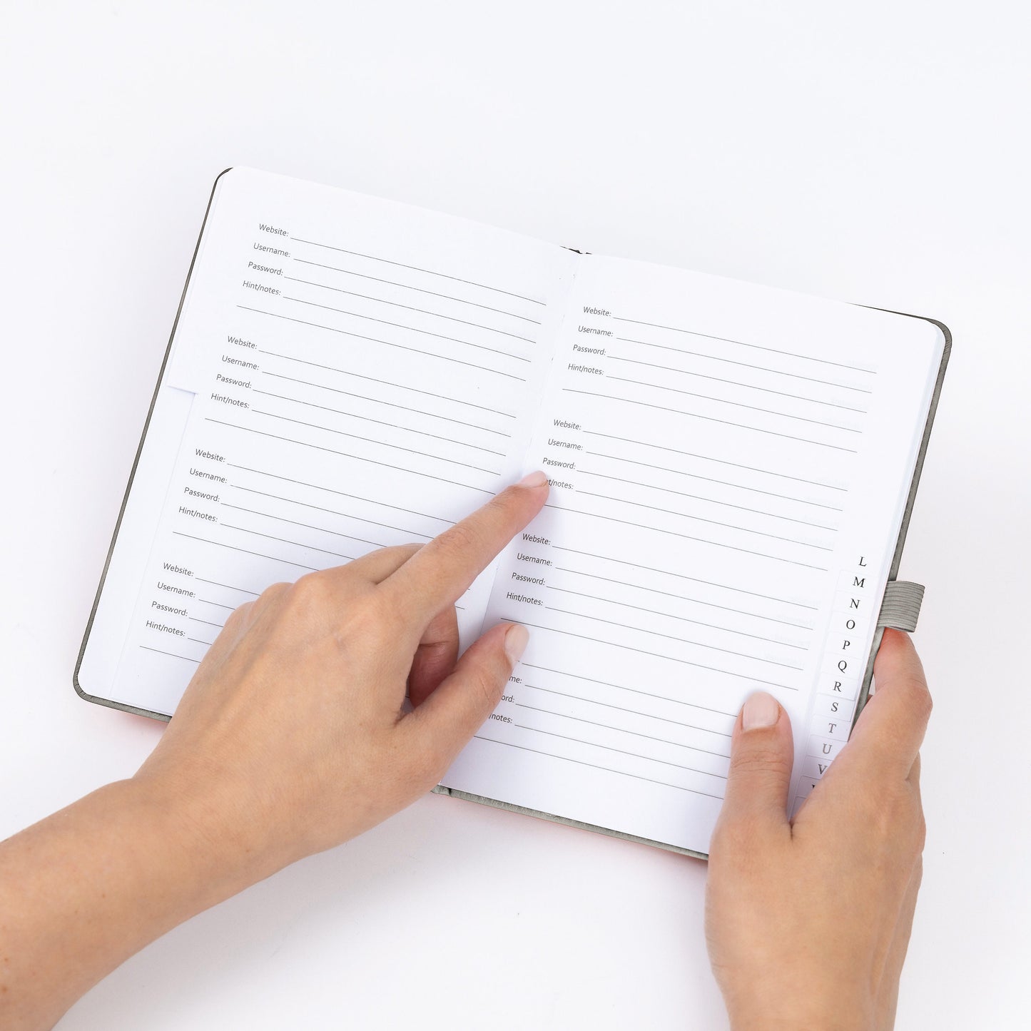 Password Username Book A-Z Index Hard Back A5 Contact Book grey With Pen