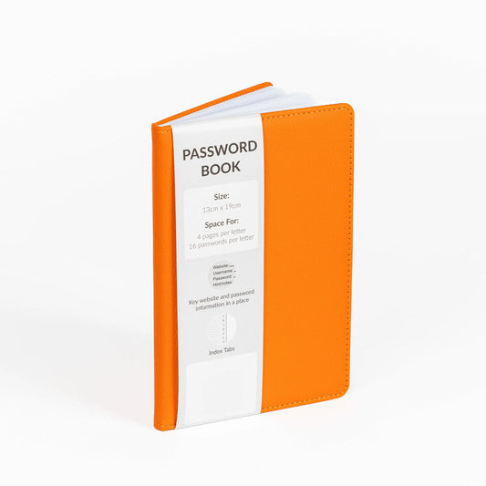 Password Username Book A-Z Index Hard Back A5 Contact Book Orange With Pen Keechi & co.