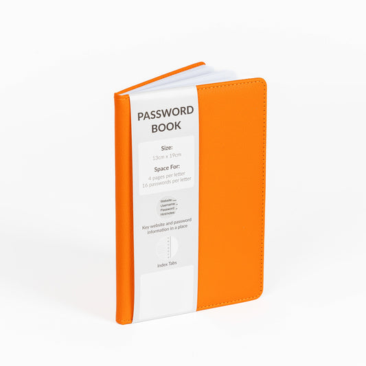 Password Username Book A-Z Index Hard Back A5 Contact Book Orange With Pen
