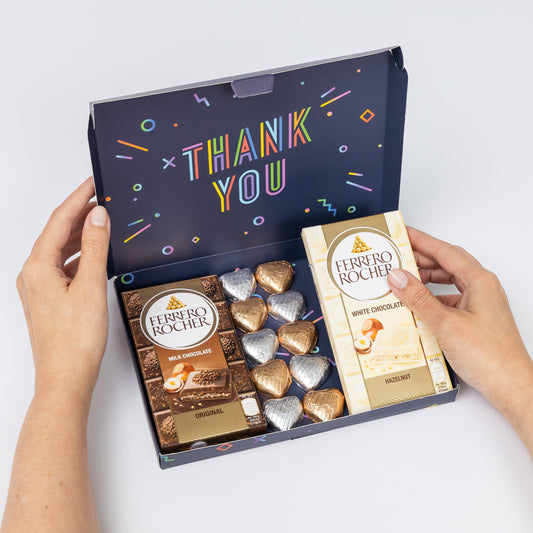 Thank you Ferrero Rocher Milk White Chocolate Bars Hearts Gift Box Hamper Happy Keechi & co.