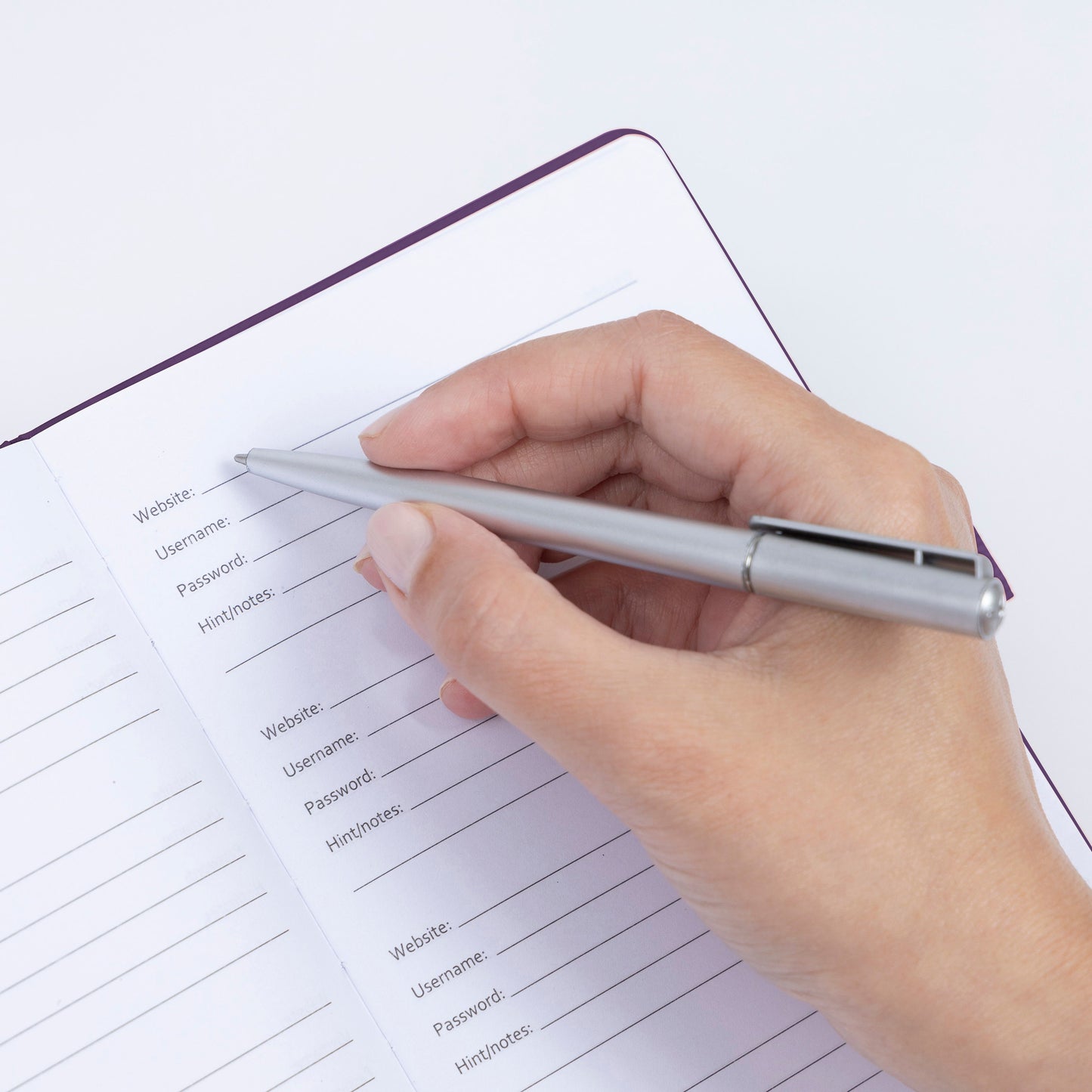 Password Username Book A-Z Index Tabs Hard Back Contact Book With Pen Purple