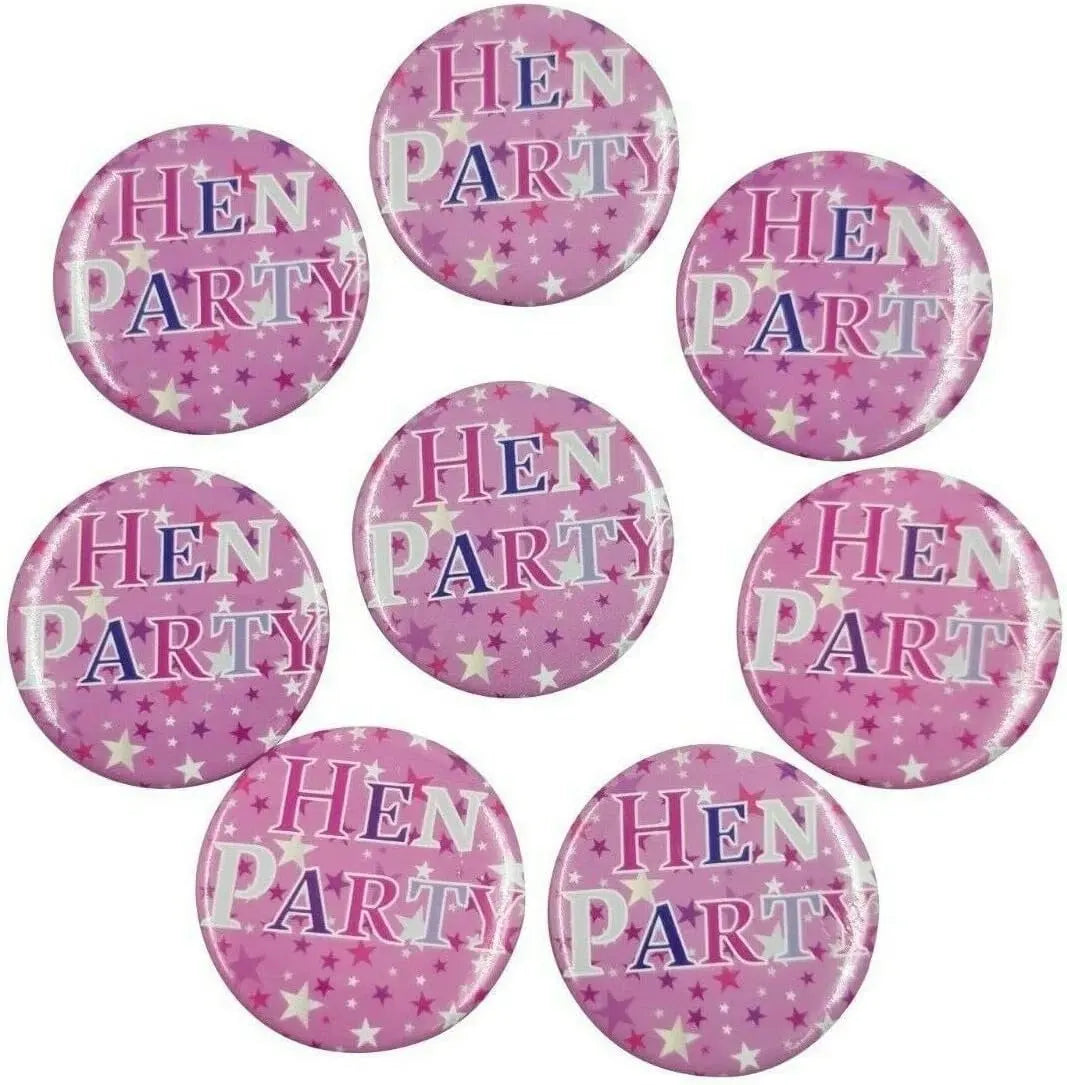 8 Team Bride Squad Tribe Hen Party Badges Pink Night Do Accessories Bag Fillers Keechi & co.