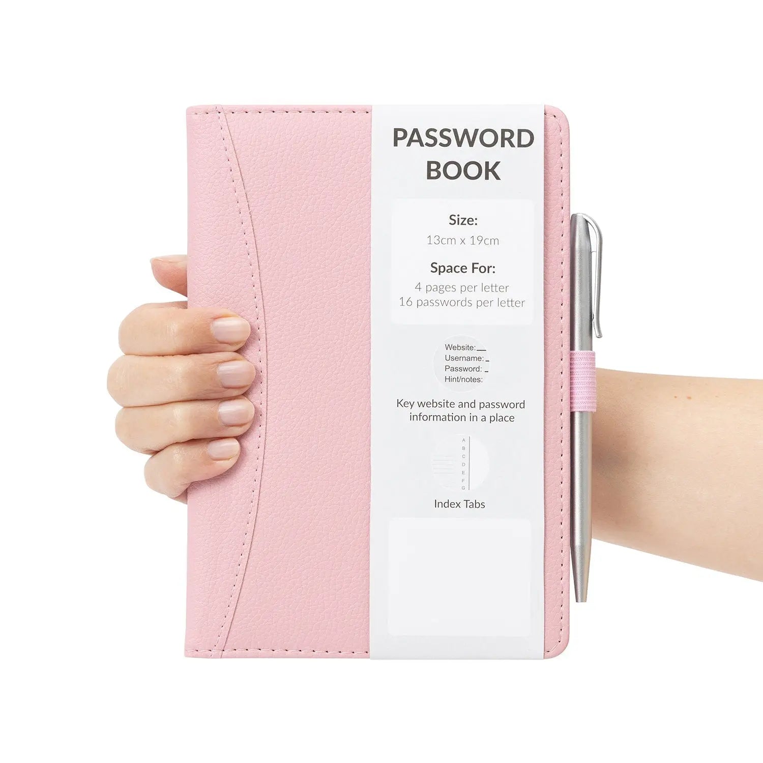 Password Username Book A-Z Index Hard Back A5 Contact Book pink With Pen Keechi & co.