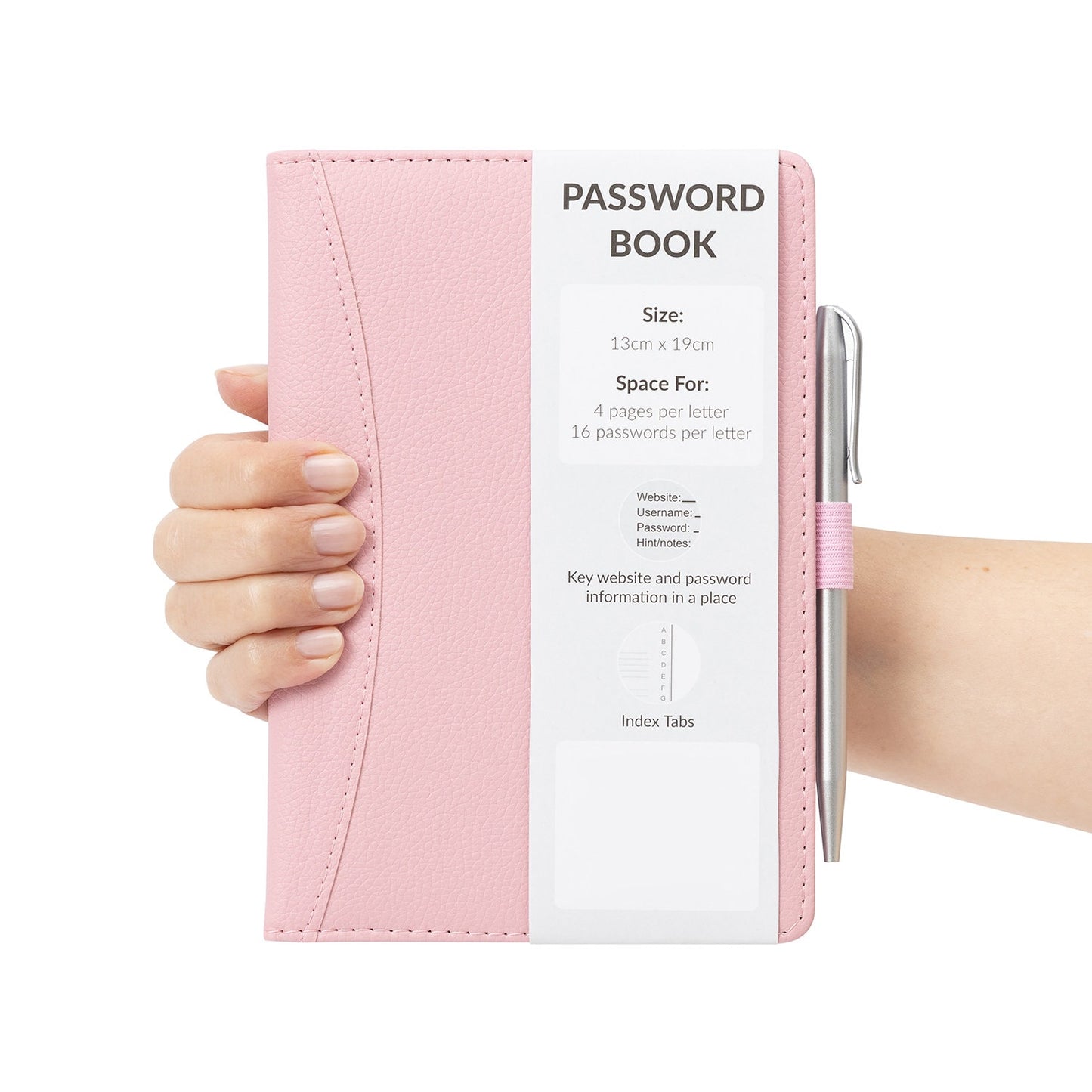 Password Username Book A-Z Index Hard Back A5 Contact Book pink With Pen