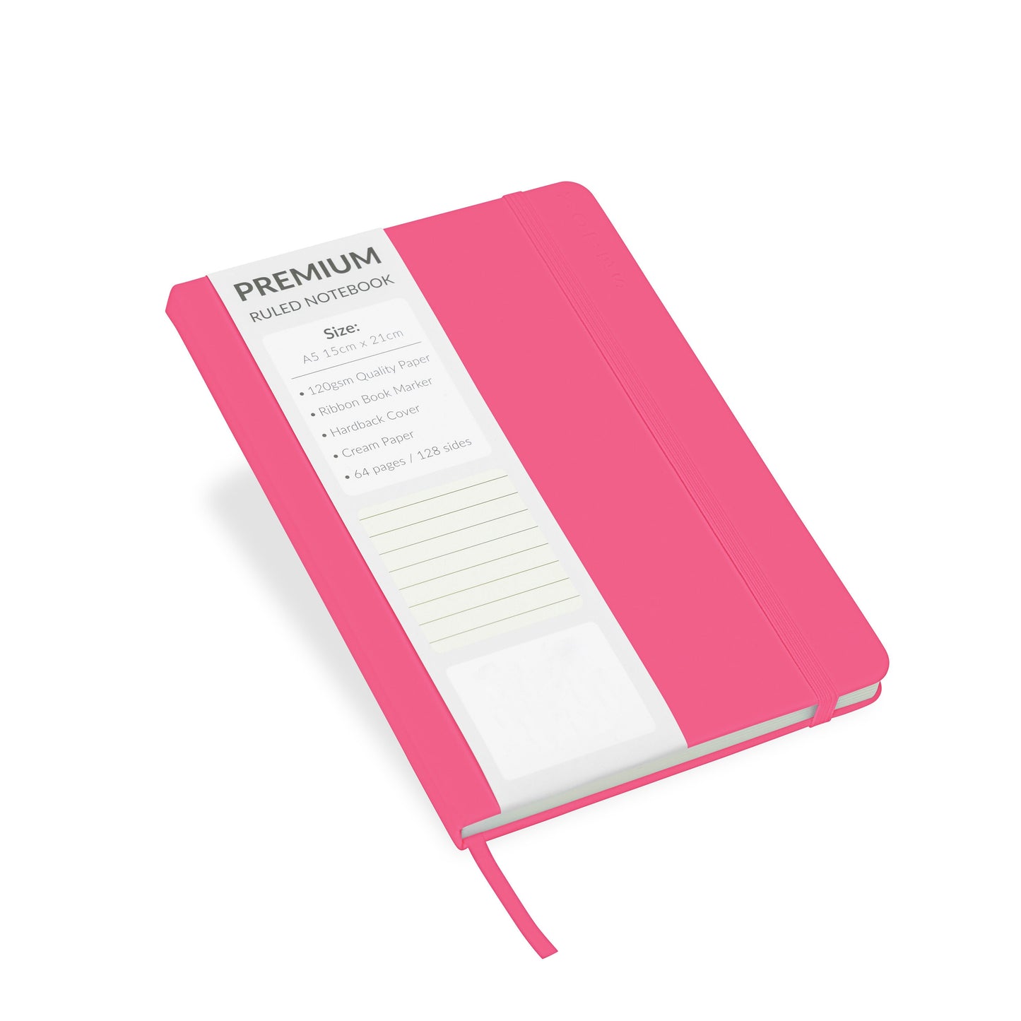 A5 Hardback Lined Notebook Ruled Notepad Notes Diary Journal Premium Book cerise Pink Keechi & co.