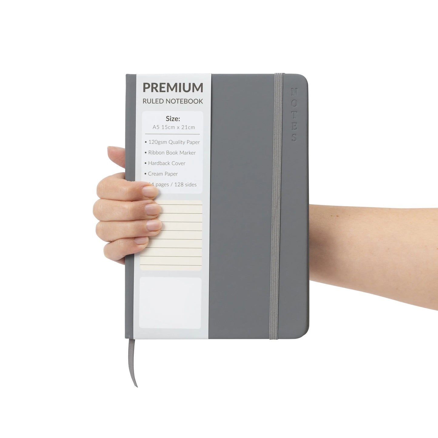 A5 Hardback Lined Notebook Ruled Notepad Notes Diary Journal Premium Book grey Keechi & co.