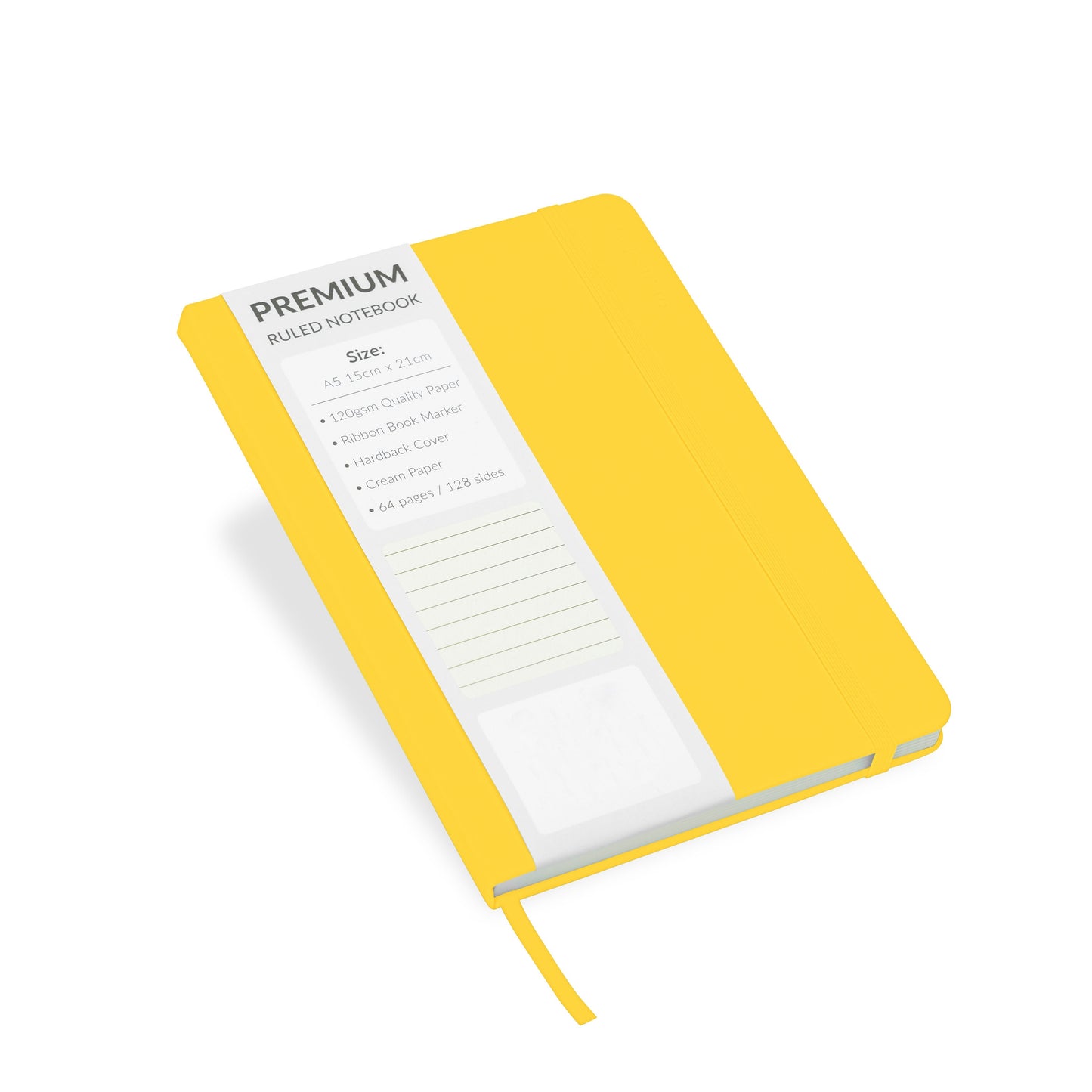 A5 Hardback Lined Notebook Ruled Notepad Notes Diary Journal Premium Book yellow Keechi & co.