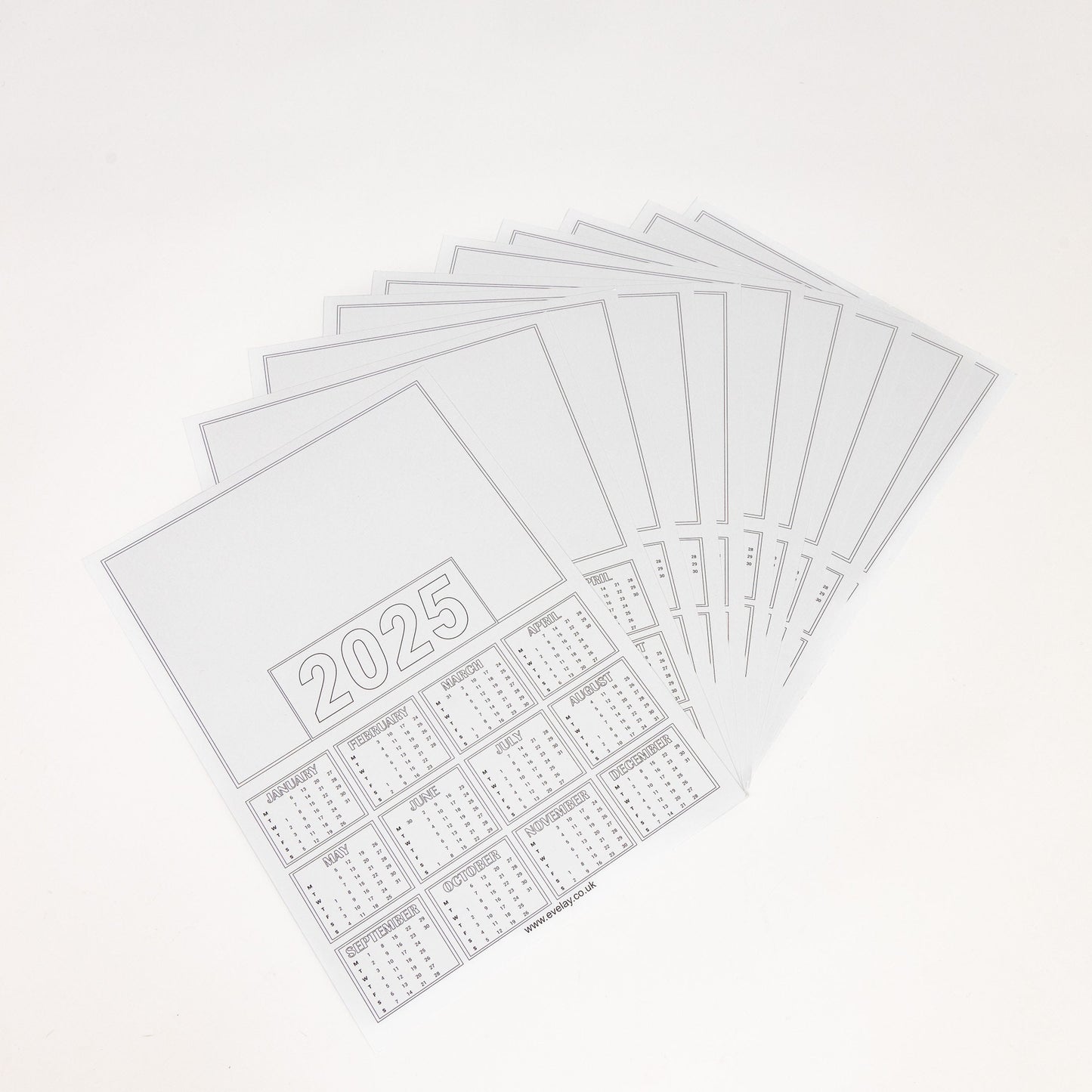 2025 Calendar A4 blanks White Mini Year To View 1-100 Pack Create Make Your Own Keechi & co.