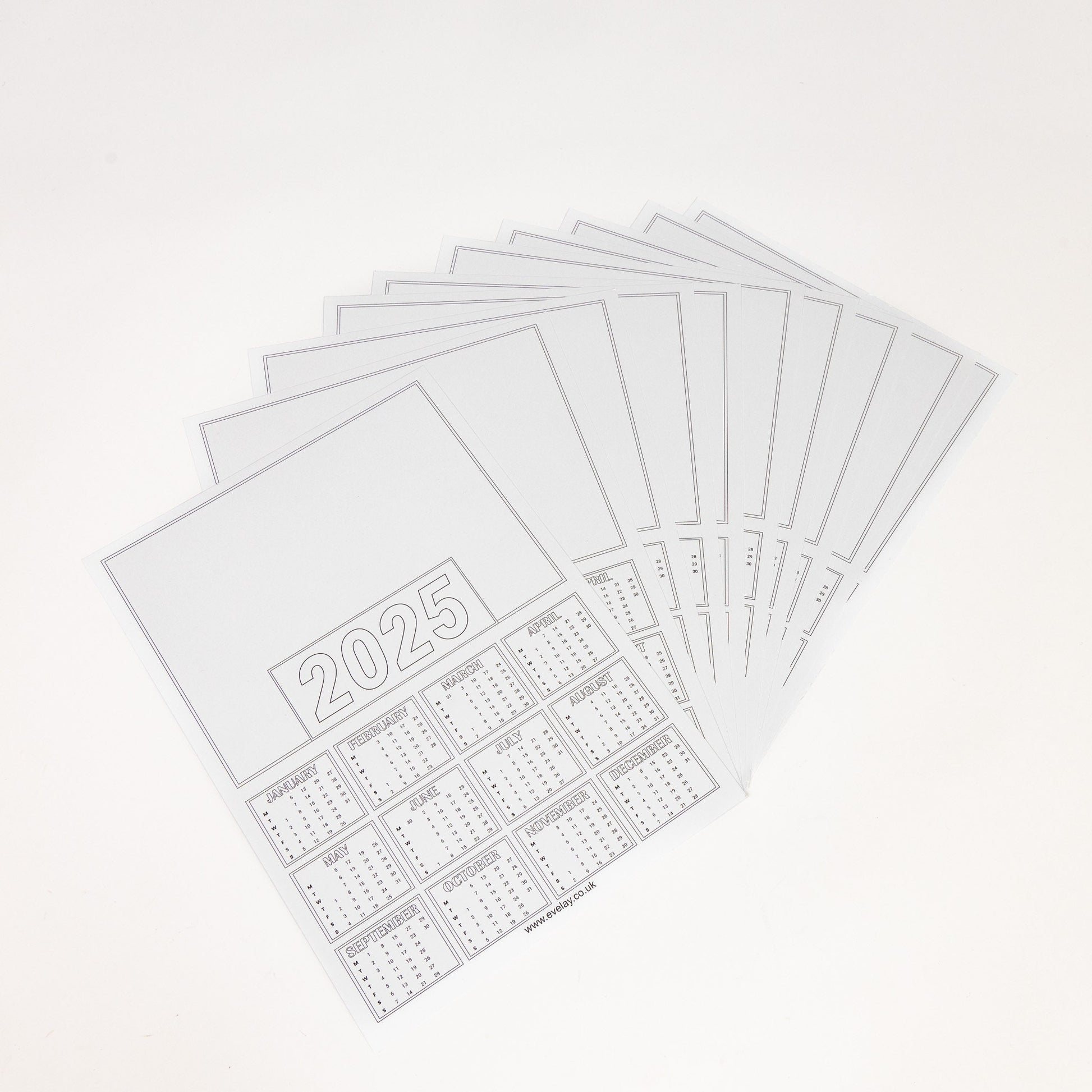 2025 Calendar A4 blanks White Mini Year To View 1-100 Pack Create Make Your Own Keechi & co.