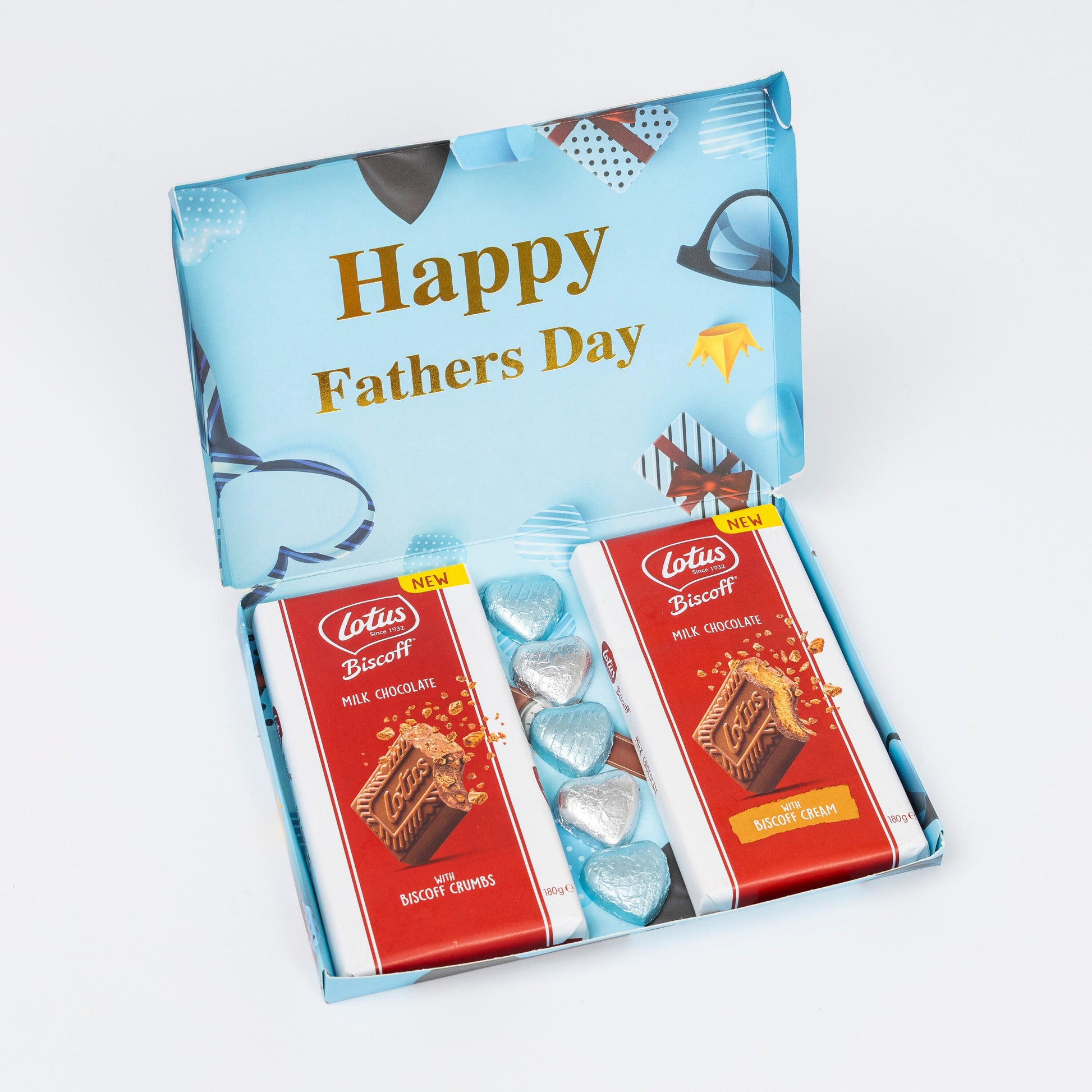 Lotus Biscoff Milk Chocolate Bars Hearts Hamper Gift Present Happy Fathers Day Keechi & co.