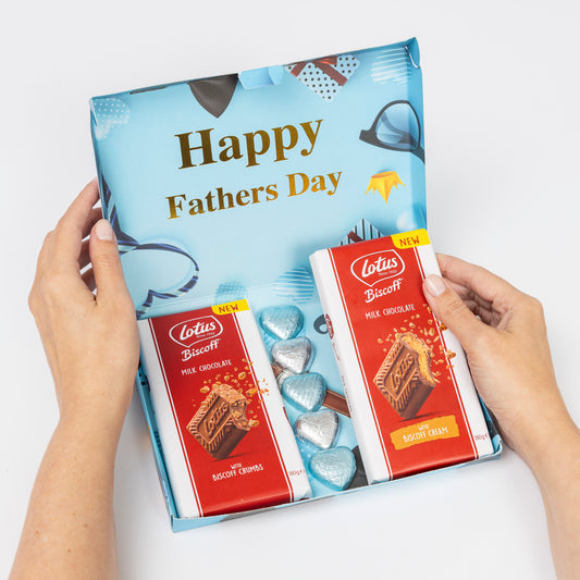 Lotus Biscoff Milk Chocolate Bars Hearts Hamper Gift Present Happy Fathers Day Keechi & co.