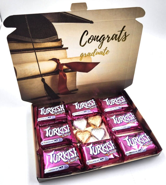 Frys Turkish Delight Chocolate Hearts Cadbury Gift Box Hamper Graduation Grauate Keechi & co.