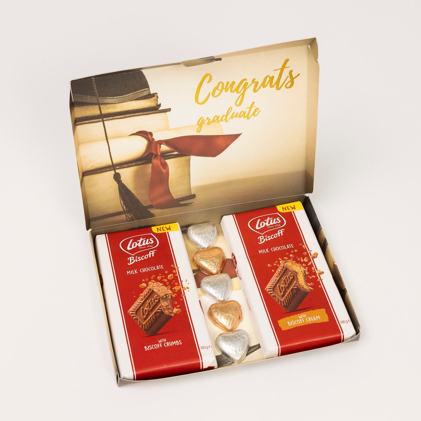 Lotus Biscoff Milk Chocolate Bars Hearts Hamper Gift Present Graduation Graduate Keechi & co.