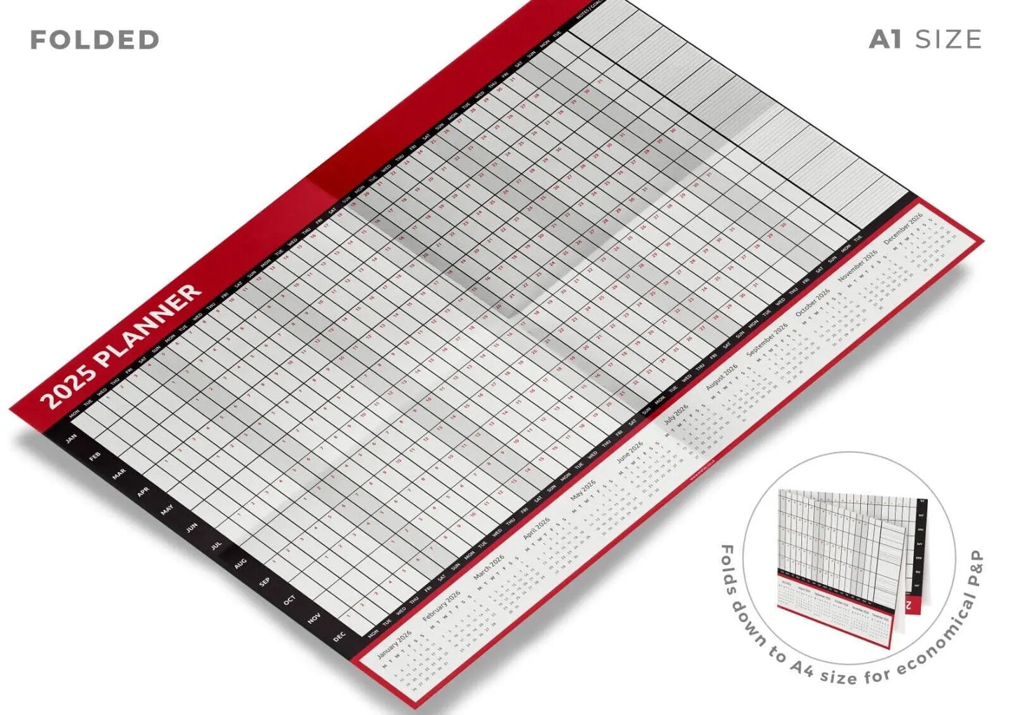 2025 A1 A2 A3 Full Year Wall Planner Calendar Home Office Work JAN DEC Keechi & co.