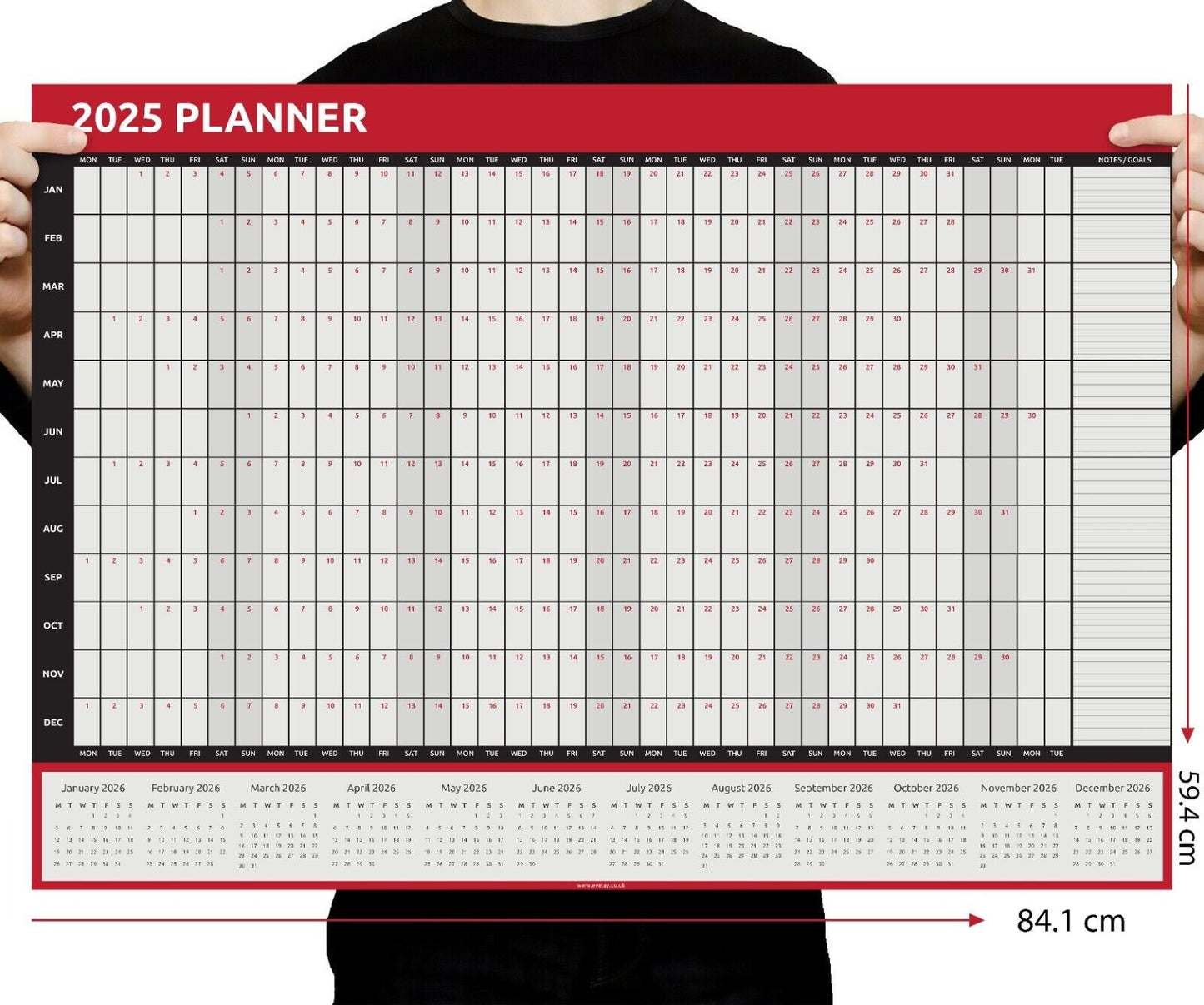 2025 A1 A2 A3 Full Year Wall Planner Calendar Home Office Work JAN DEC