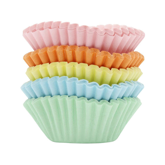 100 Mini Cupcake Cases Baking Muffin Cake Birthday Wedding Home Party (Pastel Mix)