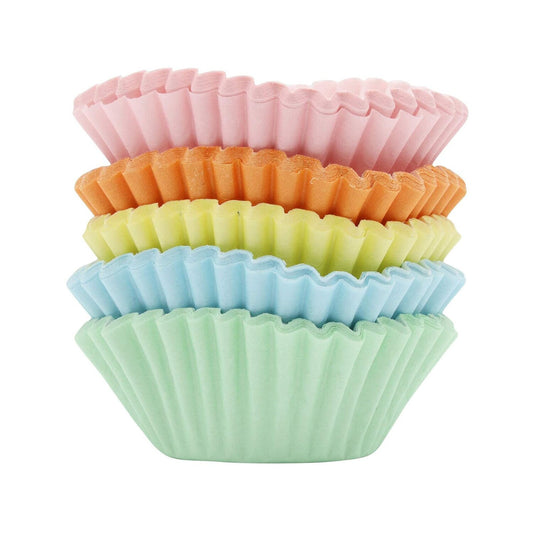 100 Mini Cupcake Cases Baking Muffin Cake Birthday Wedding Home Party (Pastel Mix)