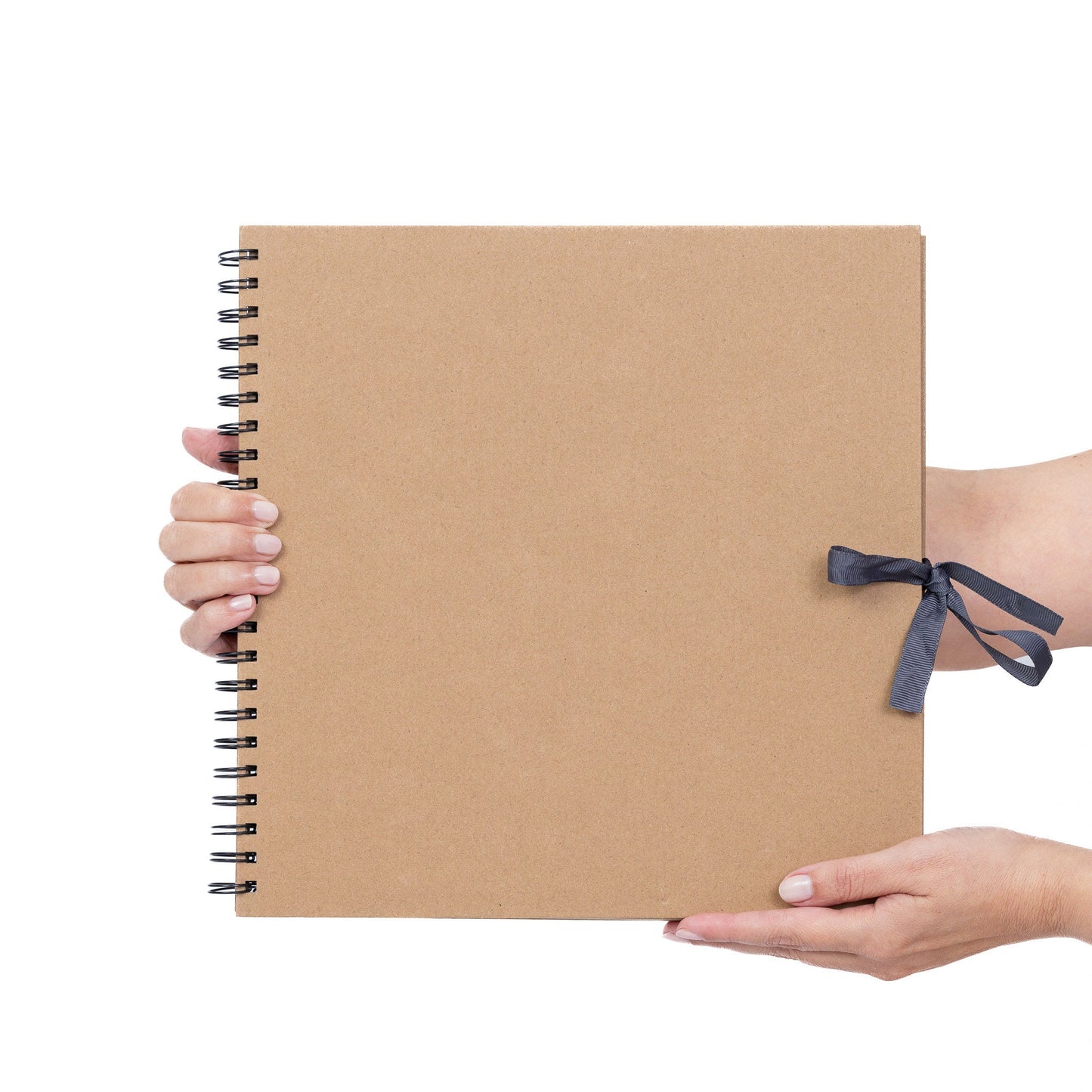 Square Scrapbook: Kraft Designs, Spiral Bound with Ribbon