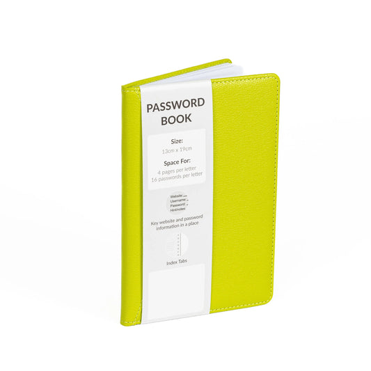 Password Username Book A to Z Index Hard Back A5 Contact Book lime bottle green grey brown With Pen Lime green Keechi & co.