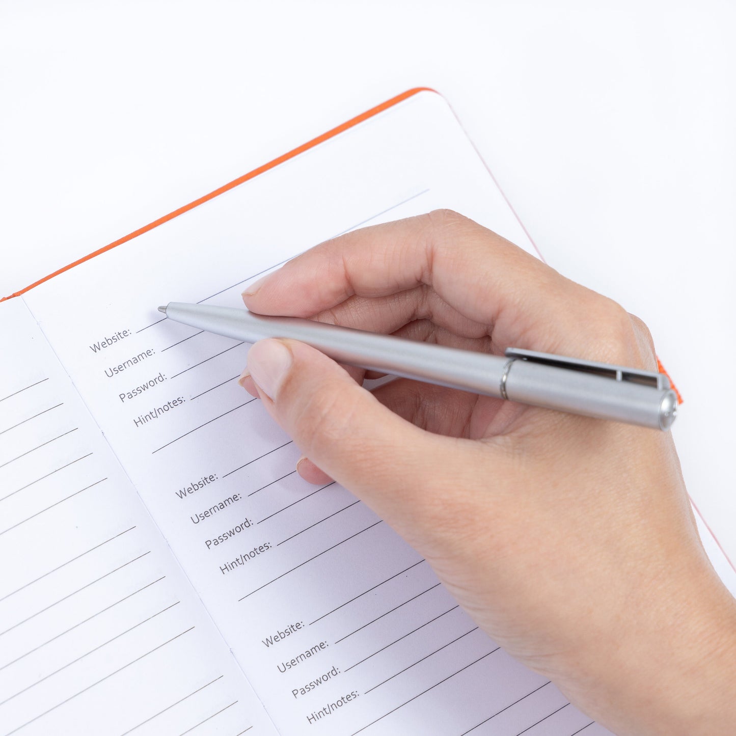 Password Username Book A-Z Index Hard Back A5 Contact Book Orange With Pen