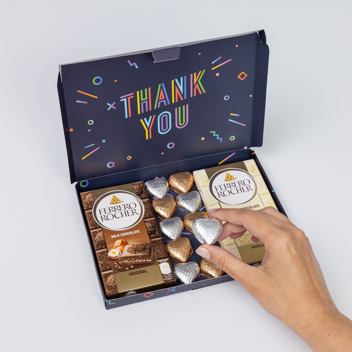Thank you Ferrero Rocher Milk White Chocolate Bars Hearts Gift Box Hamper Happy Keechi & co.