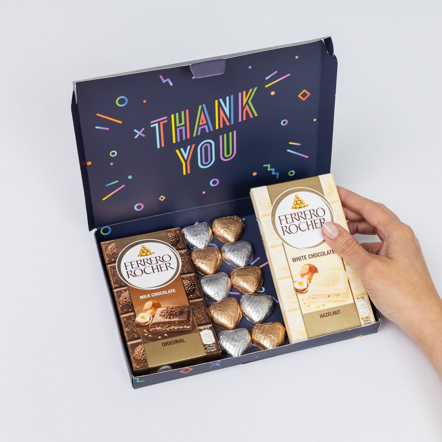 Thank you Ferrero Rocher Milk White Chocolate Bars Hearts Gift Box Hamper Happy Keechi & co.