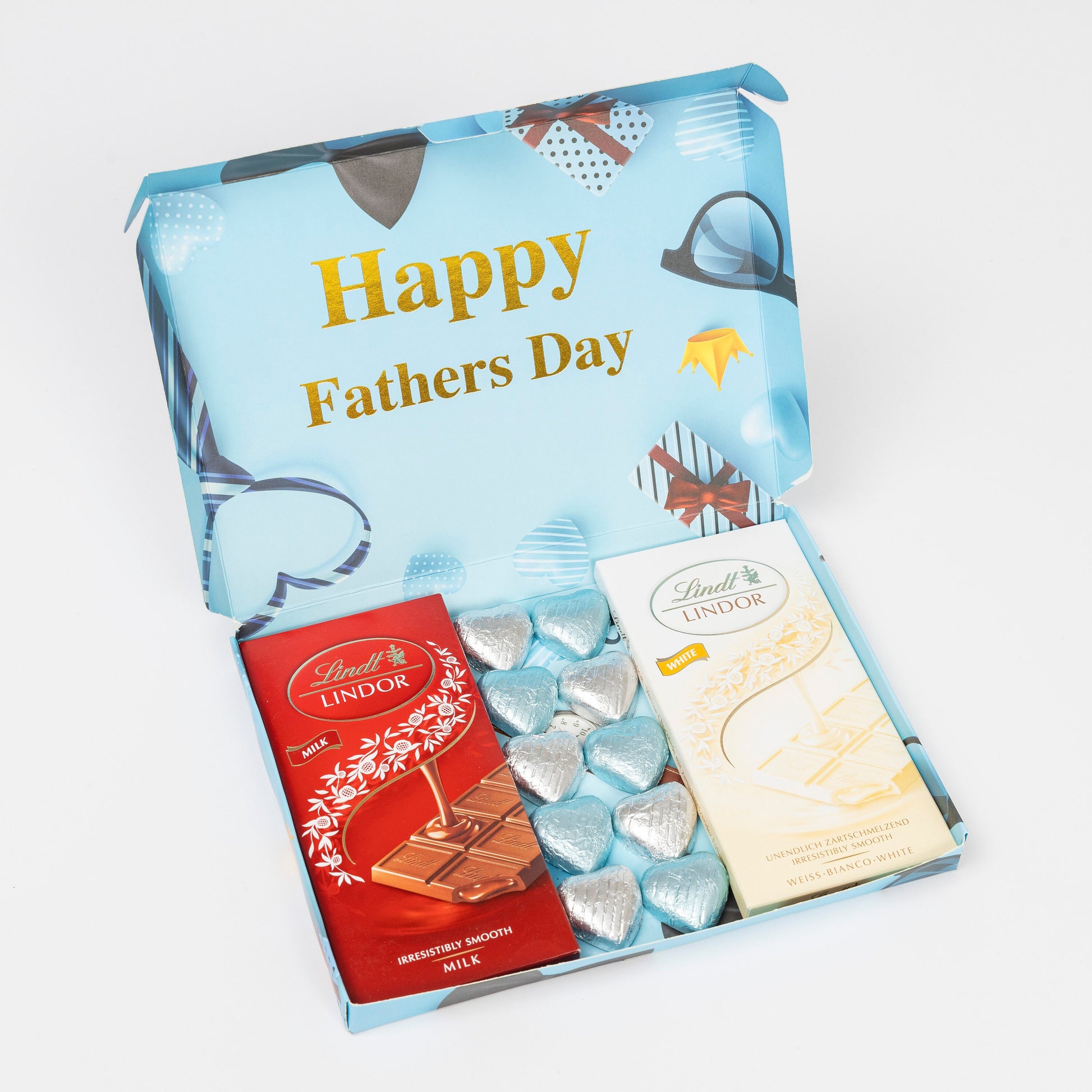 Lindt Lindor Milk White Chocolate Bars Hearts Hamper Gift Treat Happy Fathers day Keechi & co.