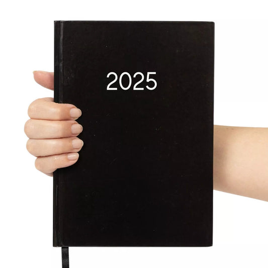 2025 Diary A5 Week to view Diary Office Full Year Planner Hardback Black Keechi & co.