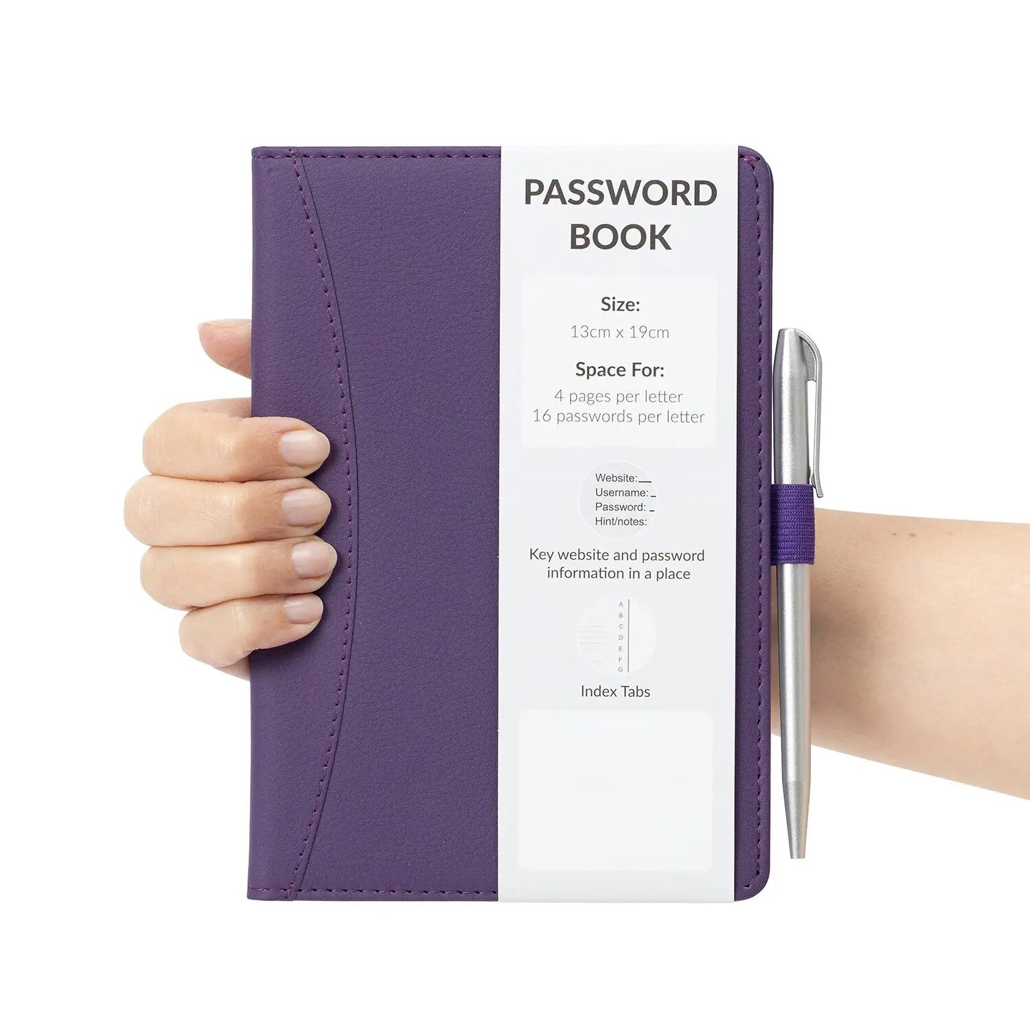 Password Username Book A-Z Index Tabs Hard Back Contact Book With Pen Purple Keechi & co.