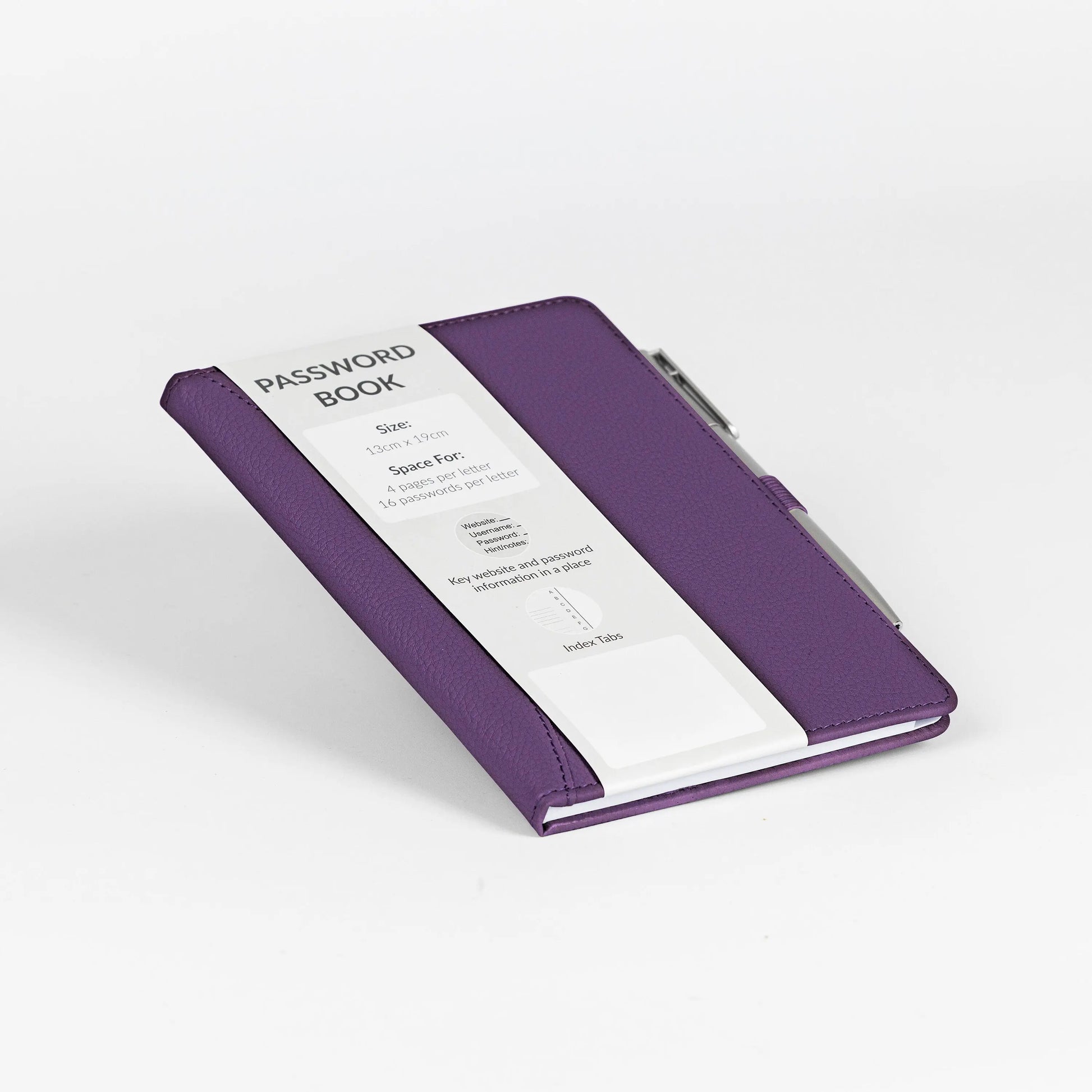 Password Username Book A-Z Index Tabs Hard Back Contact Book With Pen Purple Keechi & co.