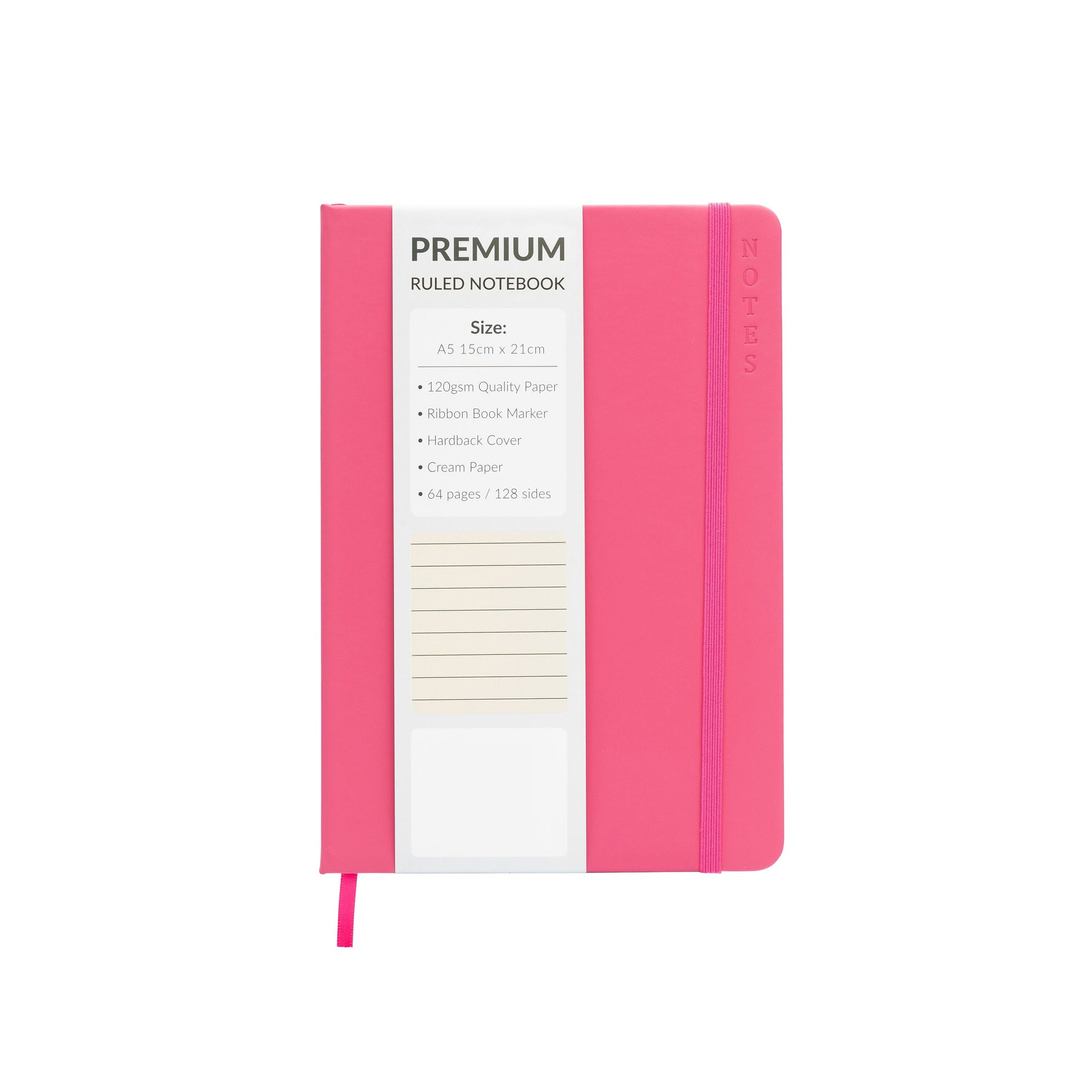 A5 Hardback Lined Notebook Ruled Notepad Notes Diary Journal Premium Book cerise Pink Keechi & co.