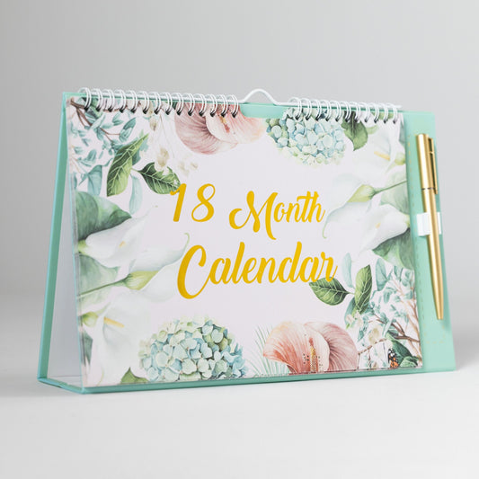 Floral 18-Month Desk Calendar: July 2024 - Dec 2025